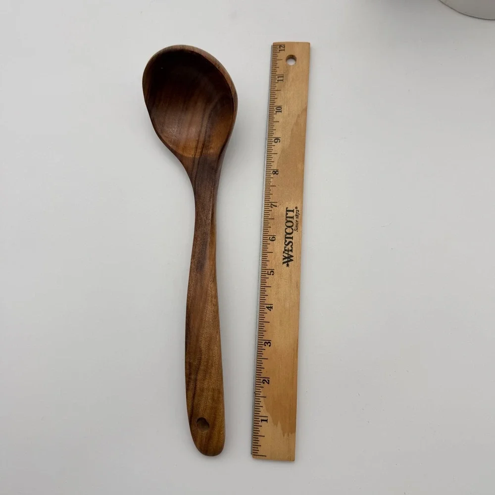 Handcrafted Acacia Wood Serving Soup Stew Serving Utensil Ladle w Hanging Hole